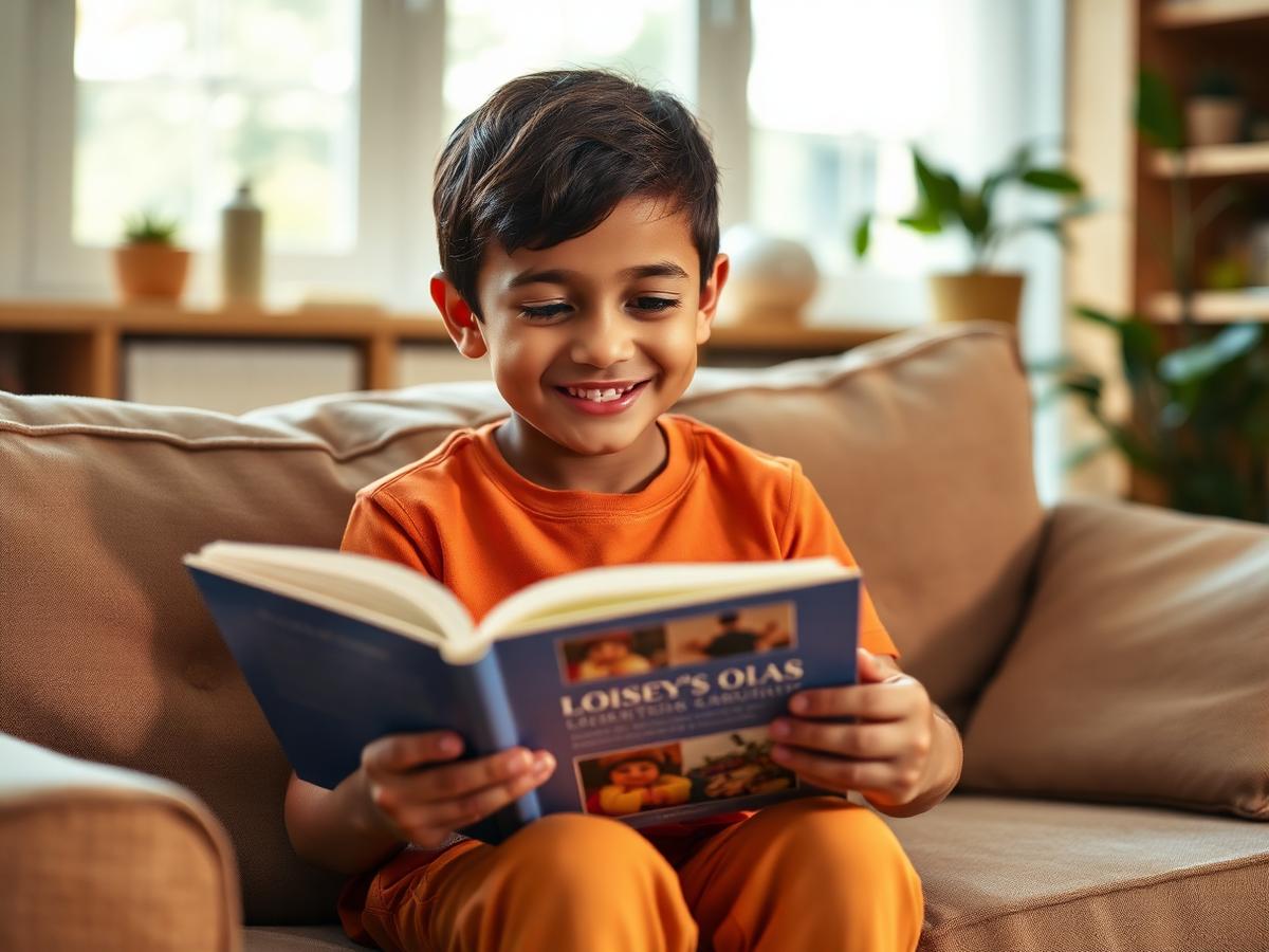 Niño leyendo con confianza después de la alfabetización con el método fonético