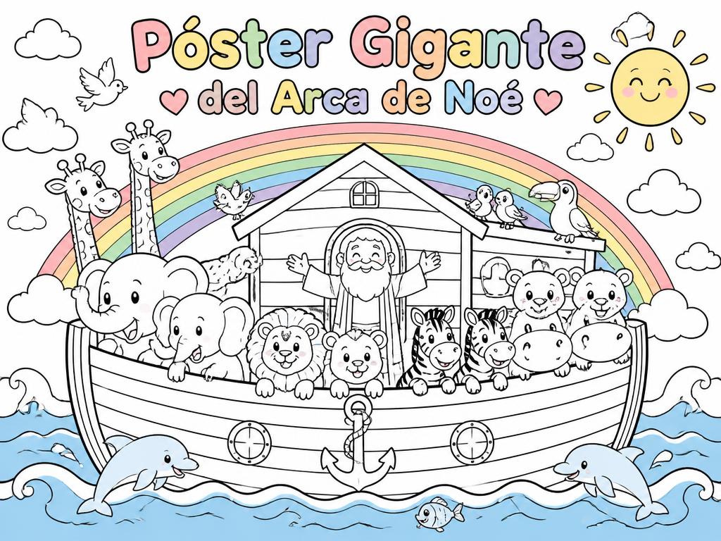 Póster Gigante del Arca de Noé para Colorear